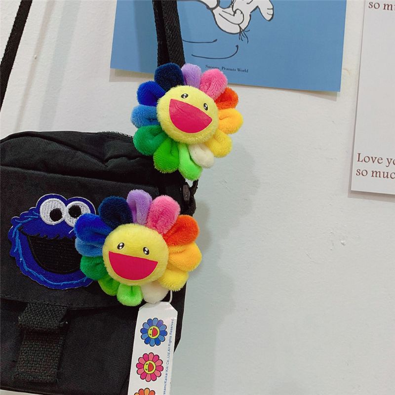 Móc Khóa Hình Hoa Hướng Dương Giả Màu Cầu Vồng Dễ Thương