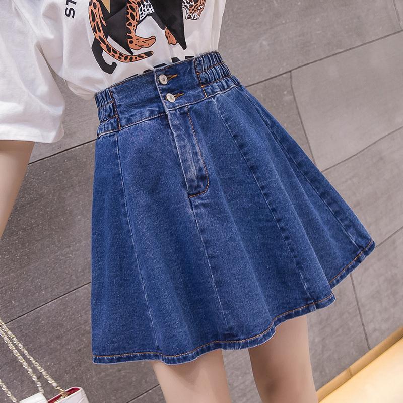 Chân Váy Denim Chữ A Lưng Cao Thời Trang Dành Cho Nữ