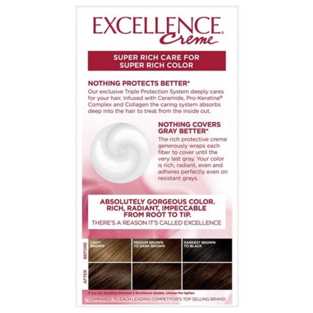 Kem nhuộm tóc L’oreal Paris Excellence Creme 4 Dark Brown [Hàng Mỹ]