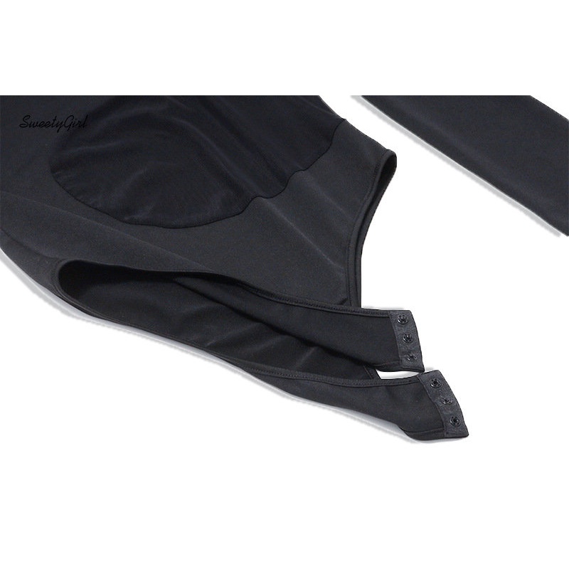 Áo Liền Quần Tay Dài Ôm Eo Màu Đen Trơn Thời Trang 2022 Dành Cho Nữ