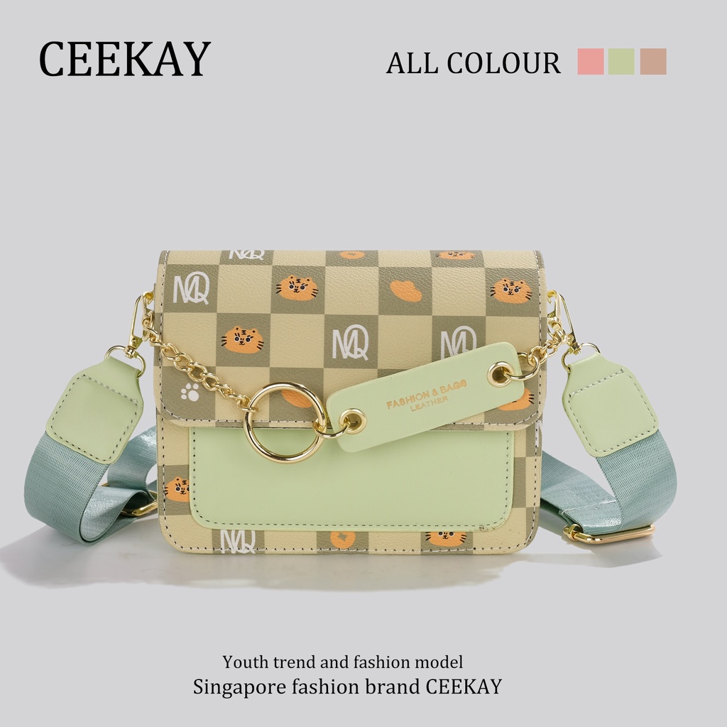 🌸Hàng Order🌸 Túi Xách Nữ CEEKAY Da Trần Họa Tiết Nắp Gập Quai Đeo Kèm Dây Trang Trí Sang Chảnh Nữ Tính 🌸Hàng Quảng Châu