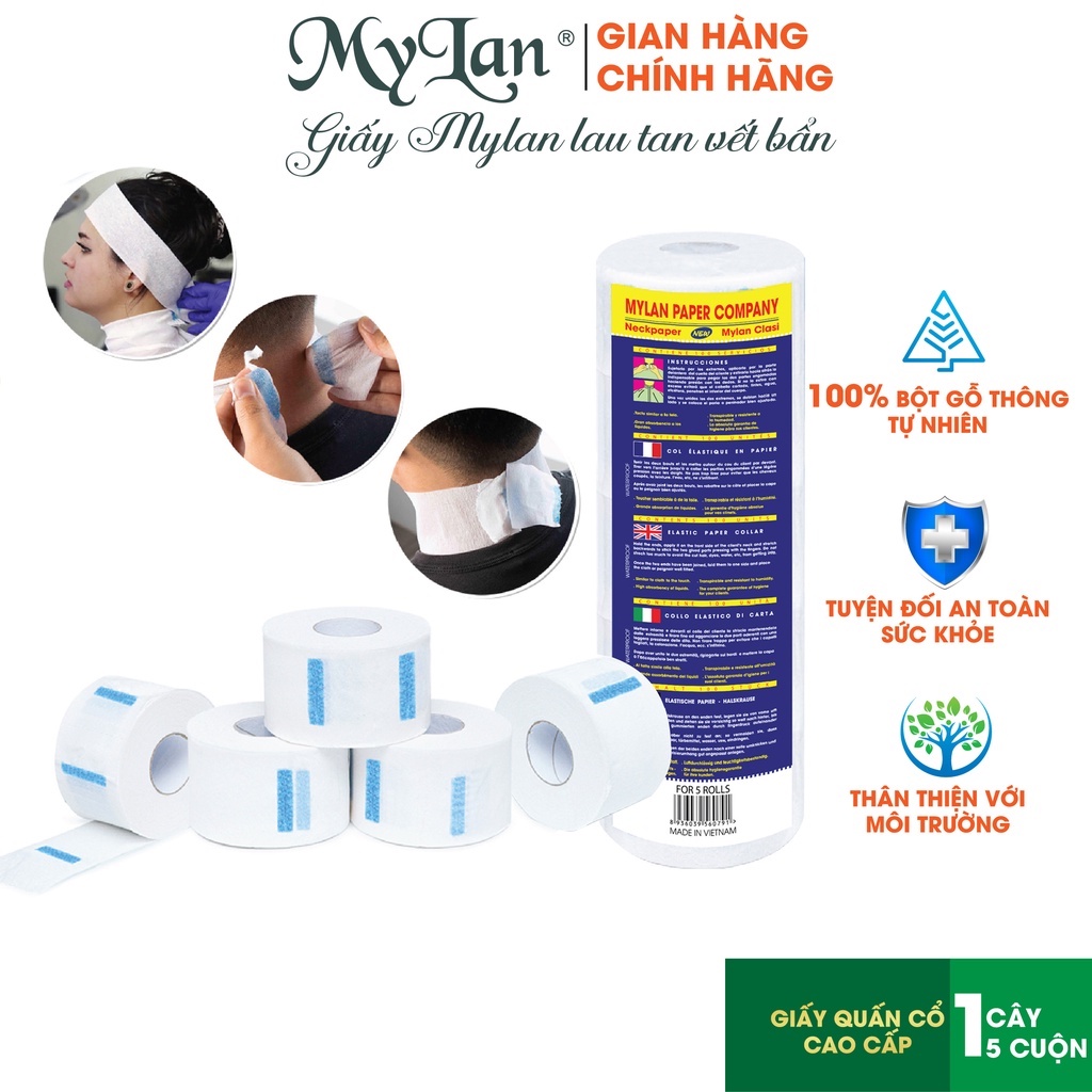 Giấy Quấn Cổ Mylan ( 5 Cuộn/Cây ) Dùng Một Lần Tiện Lợi Cho Cắt Tóc, Spa