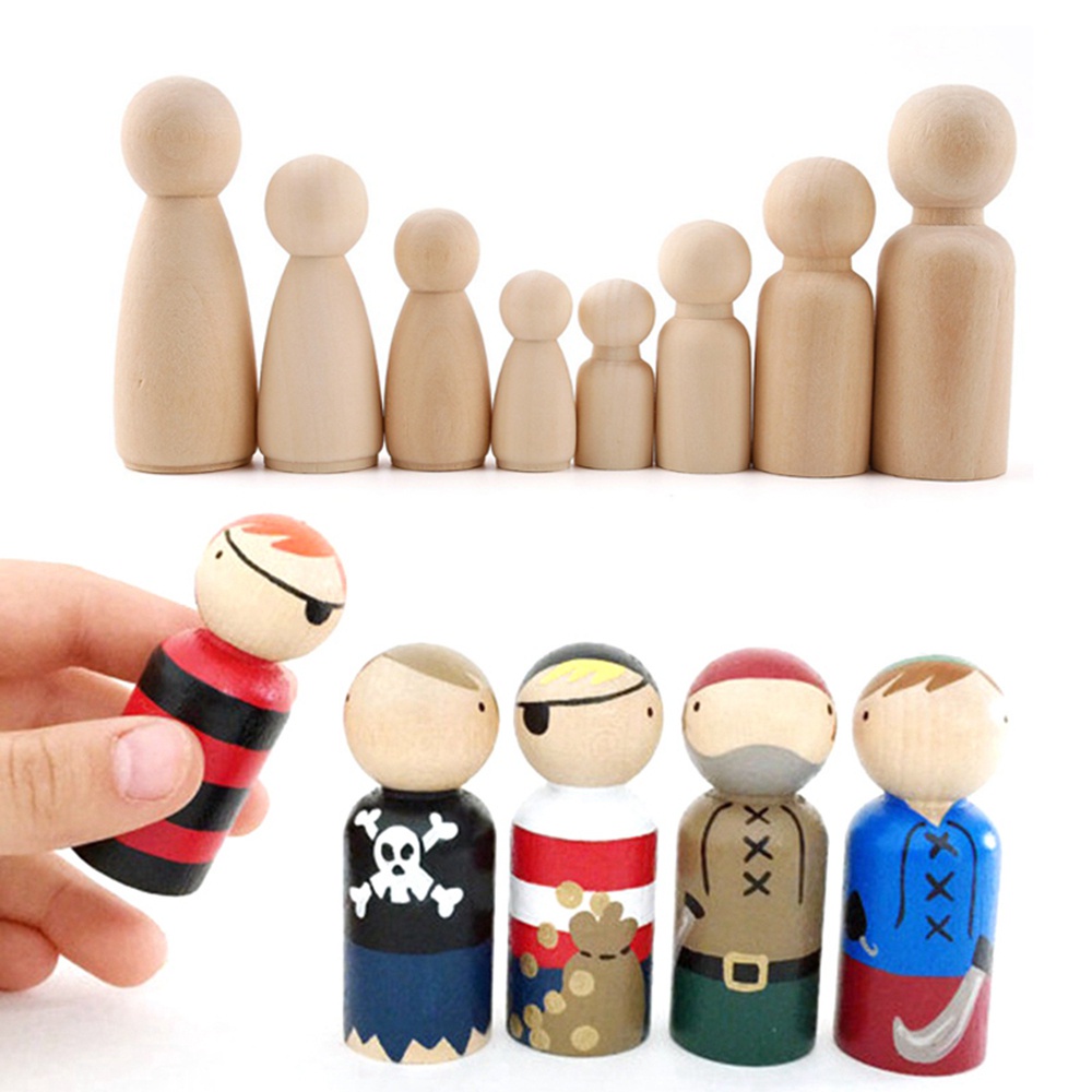 Set 20 Búp Bê Gỗ Tự Vẽ Thủ Công Trang Trí Đám Cưới Cho Bé