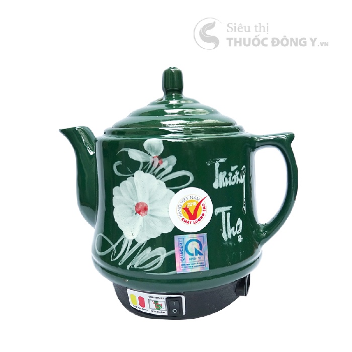 Ấm Sắc Thuốc Tự Động Bằng Gốm - Bát Tràng Cao Cấp -Hiệu Bát Tiên -Dung Tích 3.2L- Hàng Chính Hãng - bảo hành 1 năM