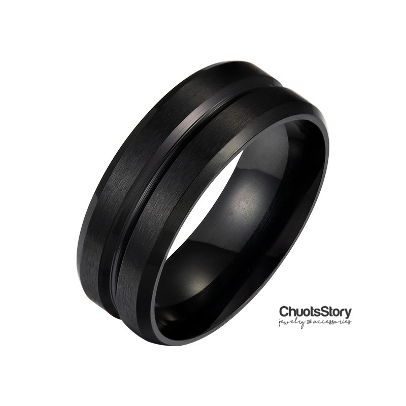 Nhẫn titan thời trang không gỉ sọc nhám, nhẫn nam nữ unisex cá tính - NSU0007 - ChuotsStory