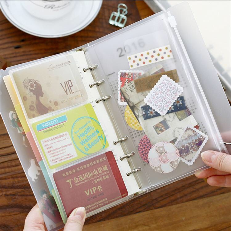 Túi zip bìa thẻ pvc a6 phụ kiện sổ còng sổ planner bullet journal King9