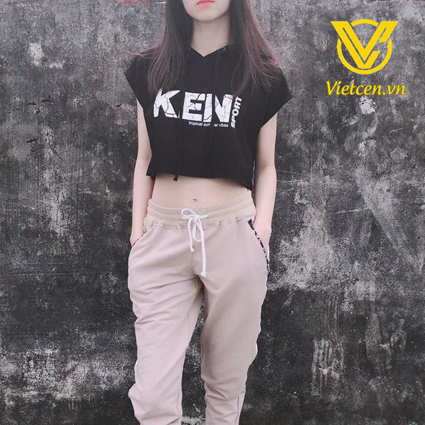 Áo croptop mũ in Ken < Siêu Hot 2019 >