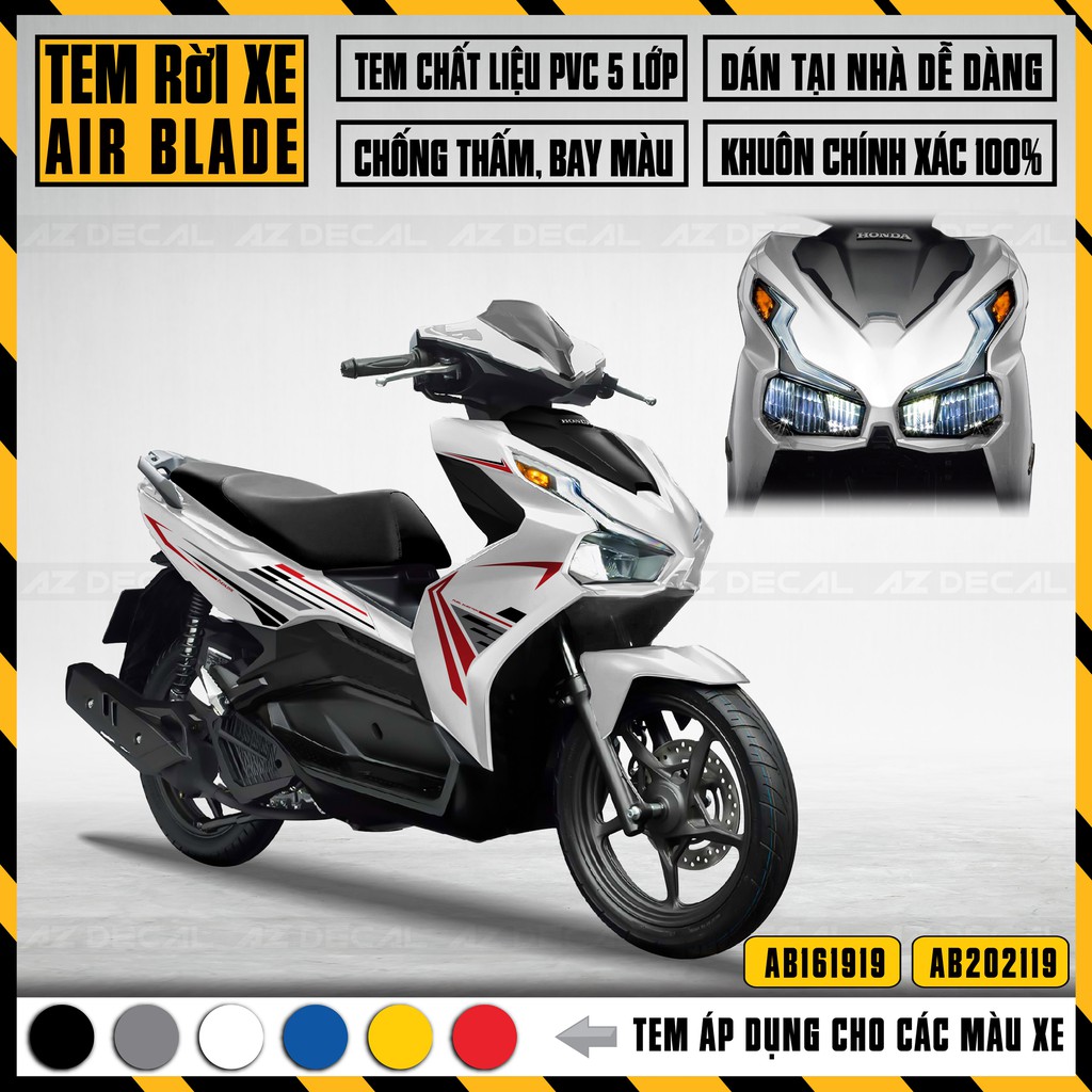 Tem Rời Xe Airblade Cách Điệu | AB19 | Decal AB Đẹp Áp Dụng Mọi Màu Xe Đen, Trắng, Đỏ, Xanh Xám Đen,...