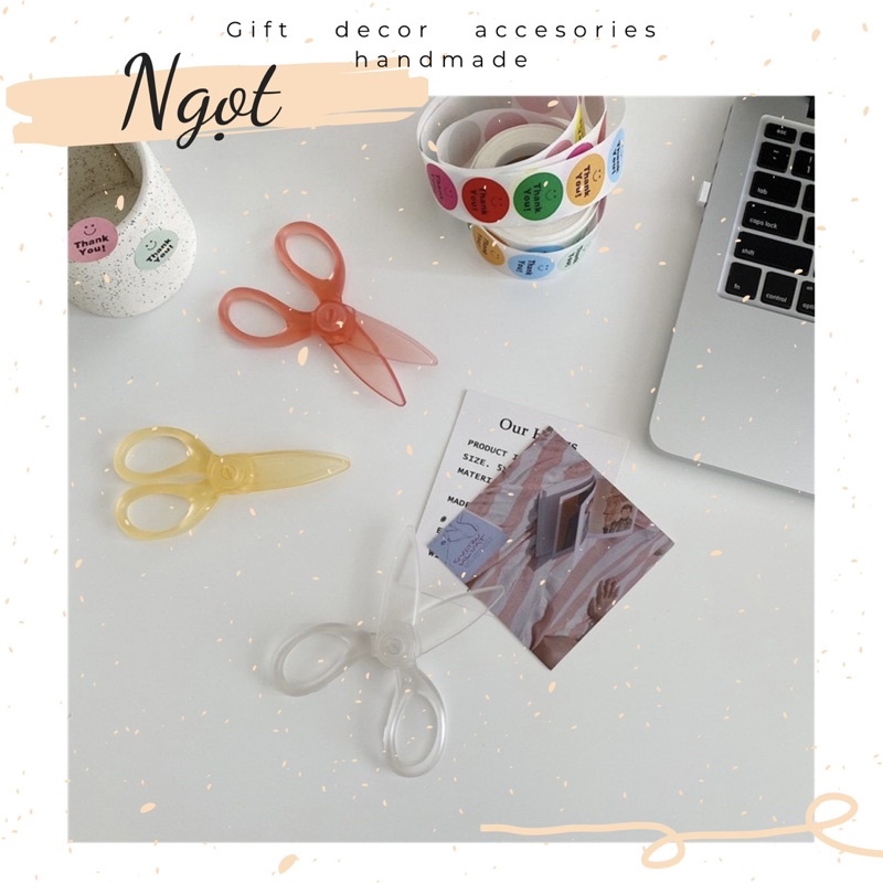 Kéo Nhựa Mini Trong Suốt Cắt Giấy Quay Tiktok