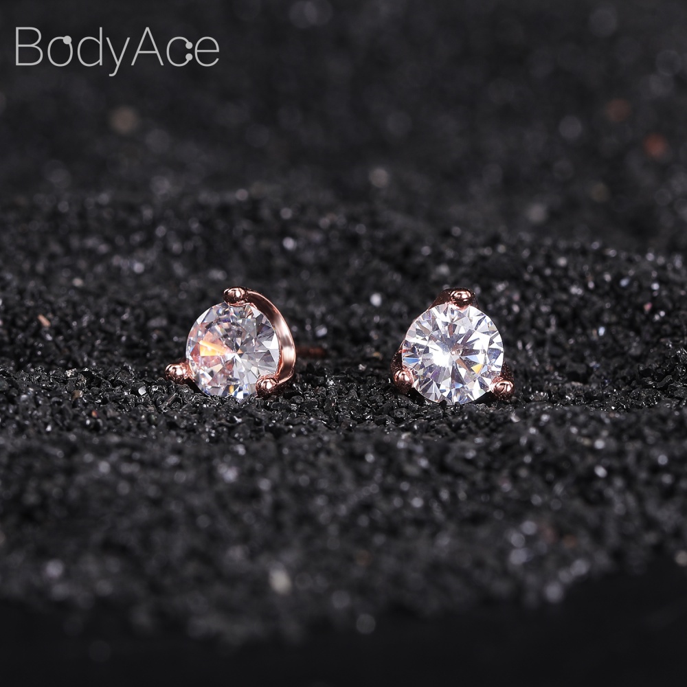 1 Cặp Bông Tai Bạc 925 Đính Đá Zircon Chống Dị Ứng
