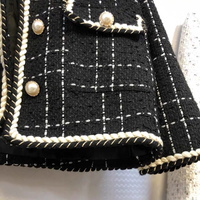 Áo Dạ Tweed Viền Thừng Cúc Ngọc - Áo Khoác Dạ Nữ Quảng Châu Mẫu Mới