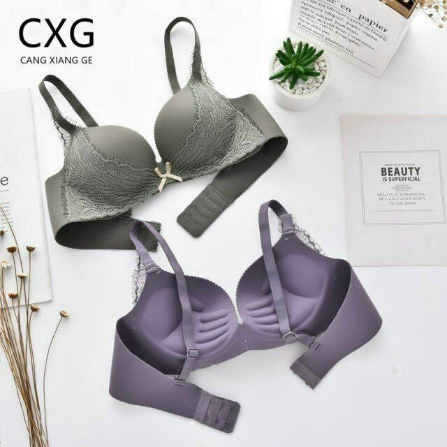 Áo lót  Hoàng Oanh Underwear, áo ngực su không gọng pha ren đệm vừa mã nơ a16