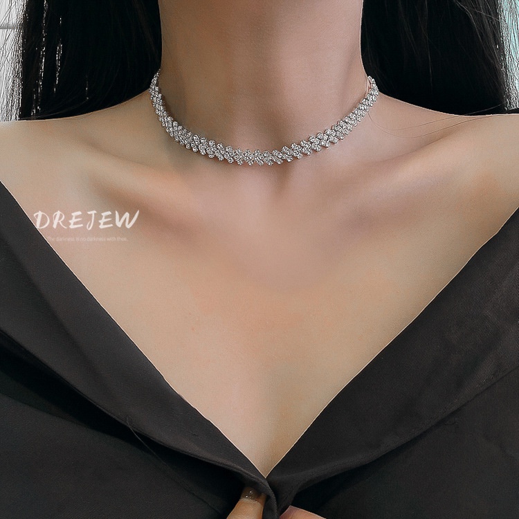 Vòng cổ choker đính đá kim cương đơn giản phong cách Nhật Hàn vòng cổ nữ