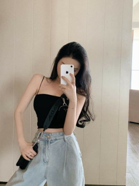 Áo 2 dây sợi bún croptop