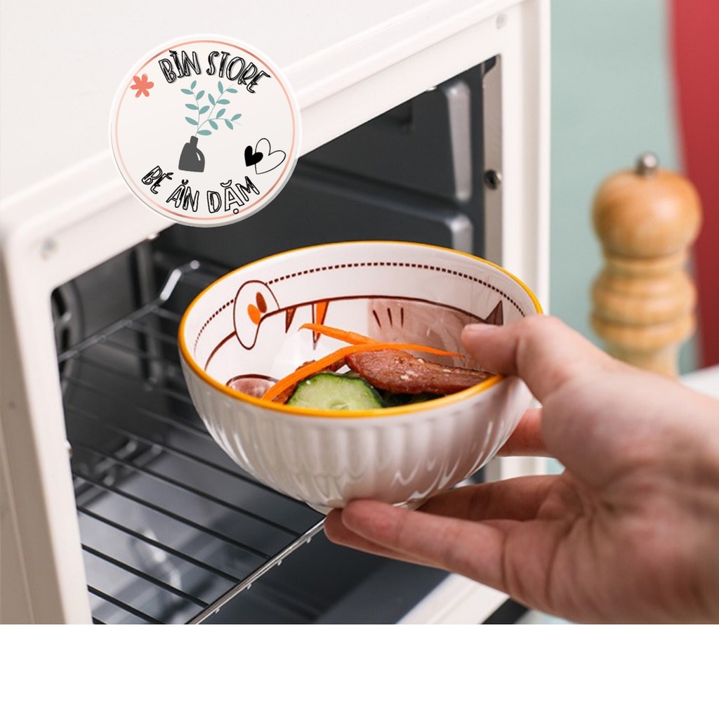 Chén sứ ăn dặm cho bé, bát sứ ăn cơm họa tiết con vật dễ thương cao cấp BÌN STORE
