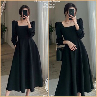 60-90kg bigsize đầm cổ vuông tùng xòe d741