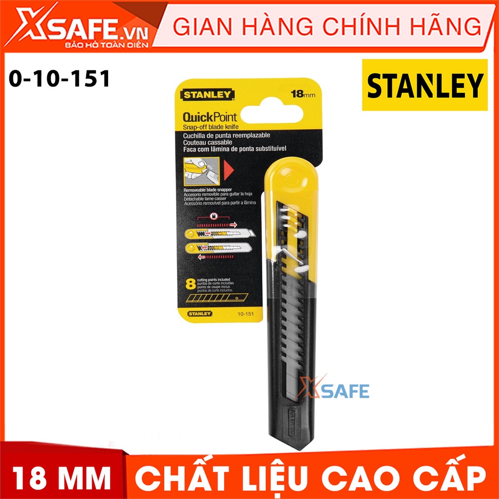 Dao rọc STANLEY 0-10-151 18mm, cán nhựa cao cấp, lưỡi dao hợp kim cứng cáp - Chính hãng