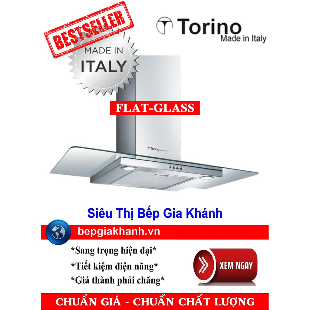 Máy hút mùi nhà bếp dạng kính thẳng 90cm Torino FLAT-GLASS nhập khẩu Italy