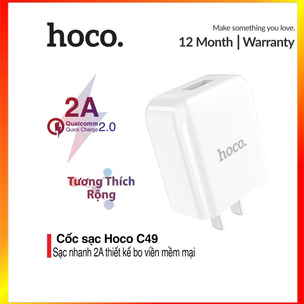 Cốc sạc Hoco C49 hỗ trợ sạc nhanh 2.0A - Tiêu chuẩn U.S - SmartShop