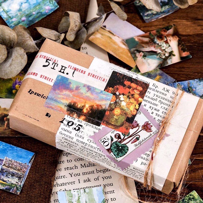 Sticker dán hoạt tiết tranh VanGogh và ClaudeMonet