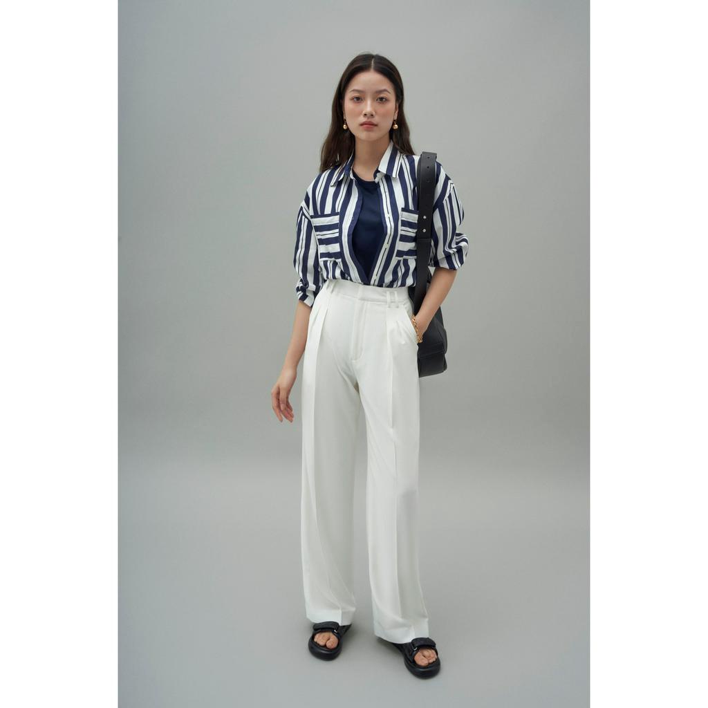 Áo sơ mi oversize MONO TALK kẻ sọc striped có túi hai bên T10015TK