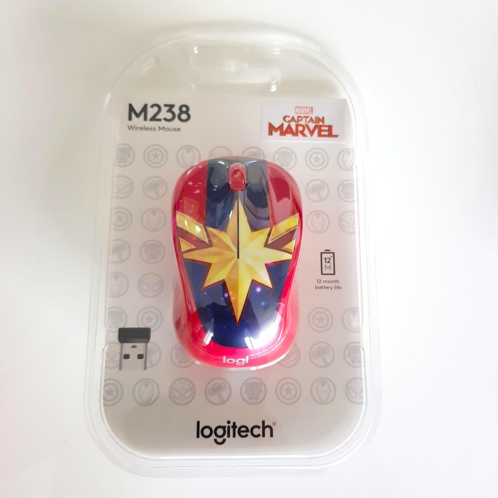 Chuột không dây LOGITECH M238 Captain Marvel - Marvel Collection - Hãng phân phối chính thức - Bảo hành 1 năm