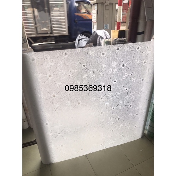 Giấy Dán Kính cửa Mờ Hoa Sữa Đá Nổi dày keo sẵn bóc dán