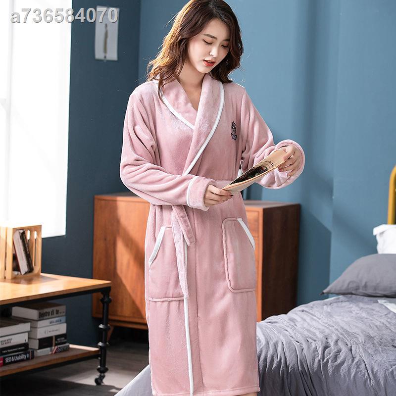 ☊◆Áo choàng ngủ vải nỉ lông cừu san hô thời trang mùa đông cho nữ | BigBuy360 - bigbuy360.vn