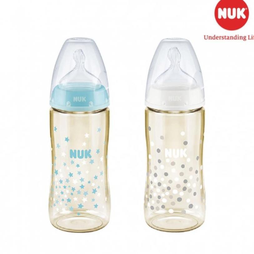 Bình sữa NUK Premium Choice+ nhựa PPSU núm ti S1-M ( 150ml, 300ml), núm ti S2-M (300ml)