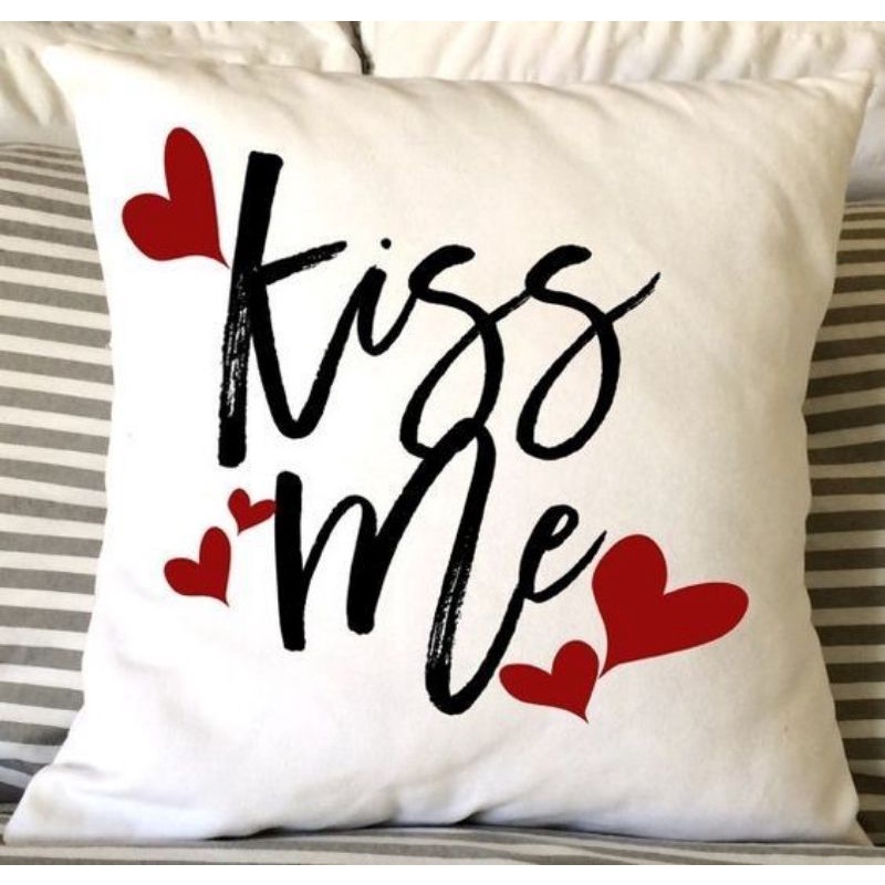 Gối thêu chữ Love You, You are My favourite, Kiss Me, Gối Sofa vải Canvas. Gối tựa trang trí nhà cửa phong cách tối giản