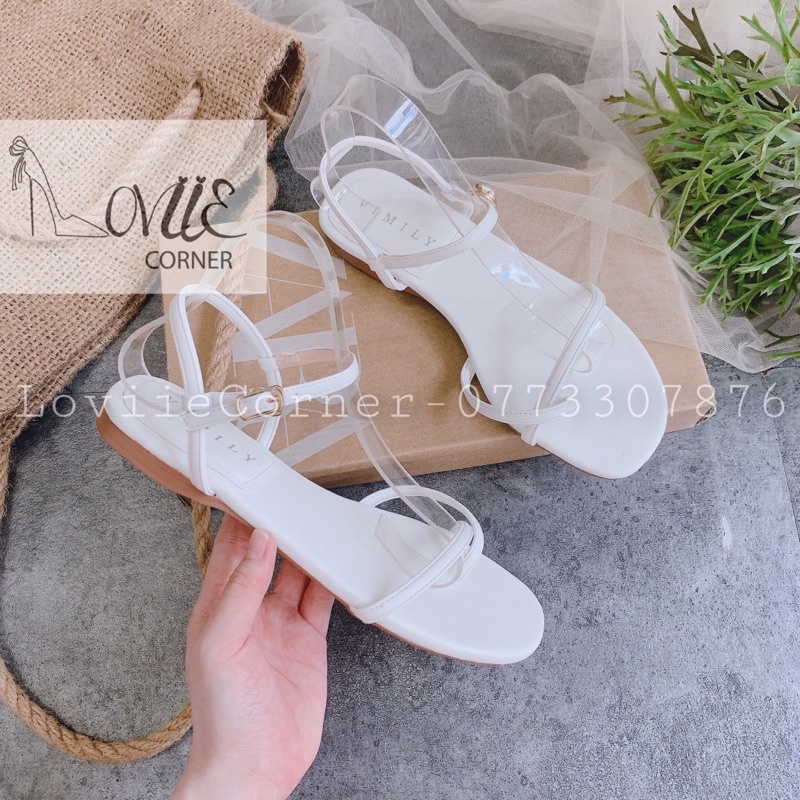 SANDAL NỮ XỎ NGÓN LOVIIECORNER - GIÀY SANDAL THỜI TRANG DÂY MẢNH - SANDAL ĐẾ BỆT QUAI MẢNH S210318