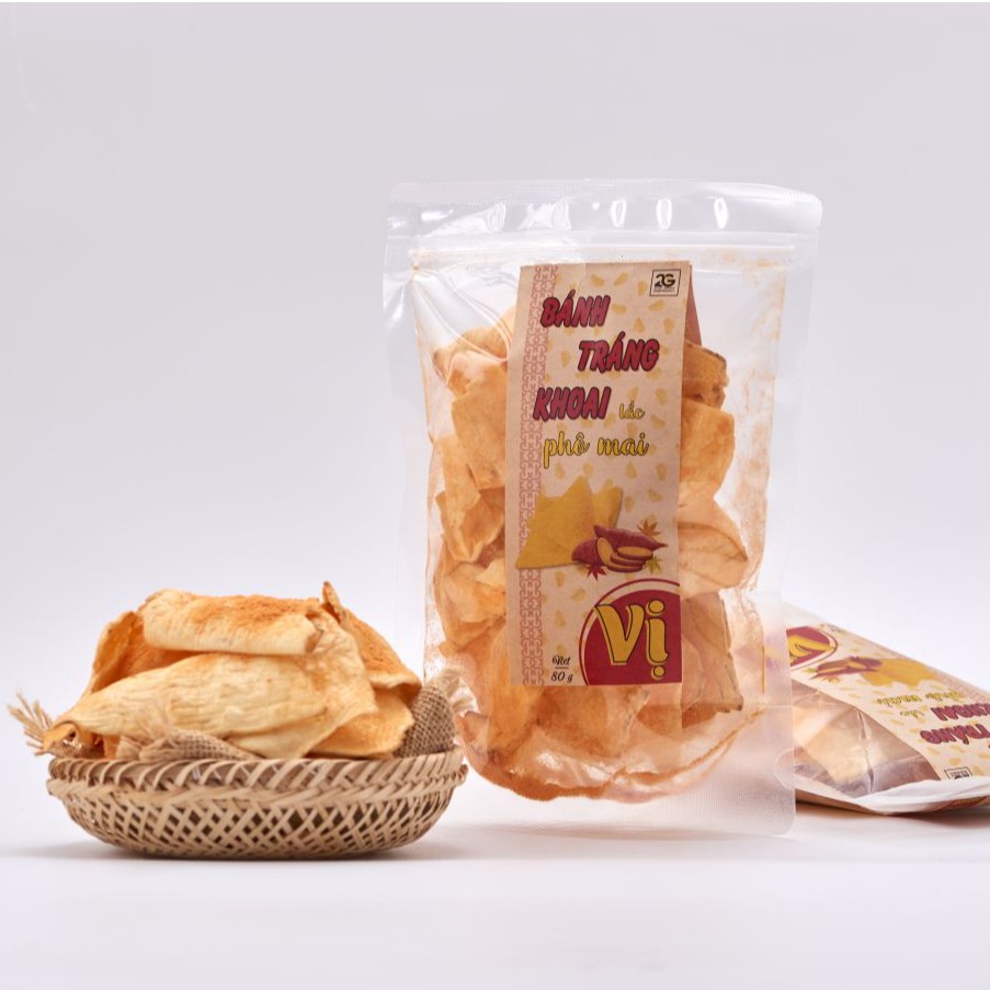 (Combo tiết kiệm) 4 gói Bánh tráng khoai lắc phomai Vị- Túi 80g- Đặc sản Bến Tre