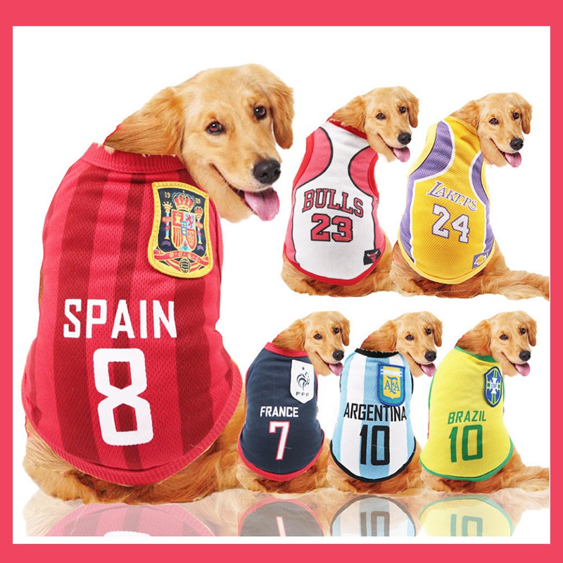 [Pakaian Anjing] Áo thun bóng đá cỡ lớn thoải mái cho chó
