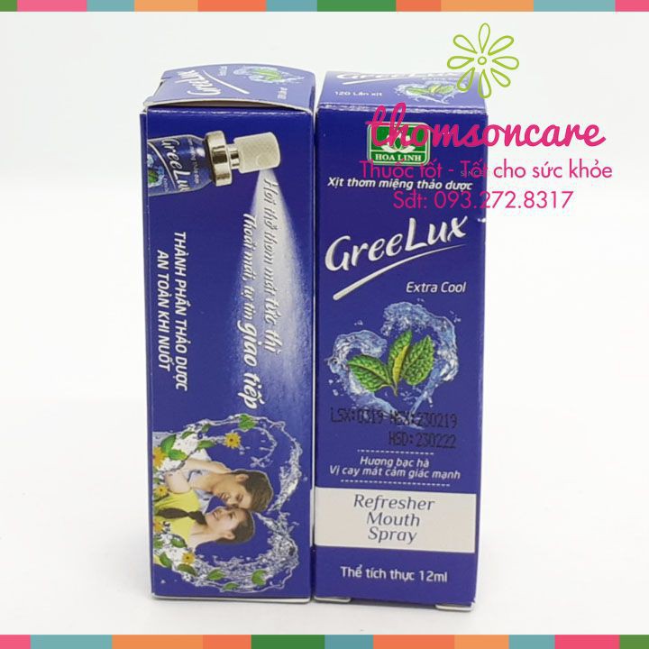 ( Mypham35 ) Xịt thơm miệng Greelux Extra Cool Thảo Dược chai 12ml - nước khử mùi hôi miệng gree lux bạc hà bình mini