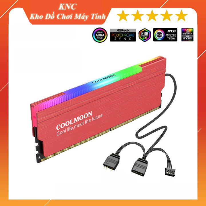 Tản Nhiệt Làm Mát Ram Coolmoon Led 5v ARGB, Đồng Bộ Màu Mainboard, Hub Coolmoon, Màu Đỏ