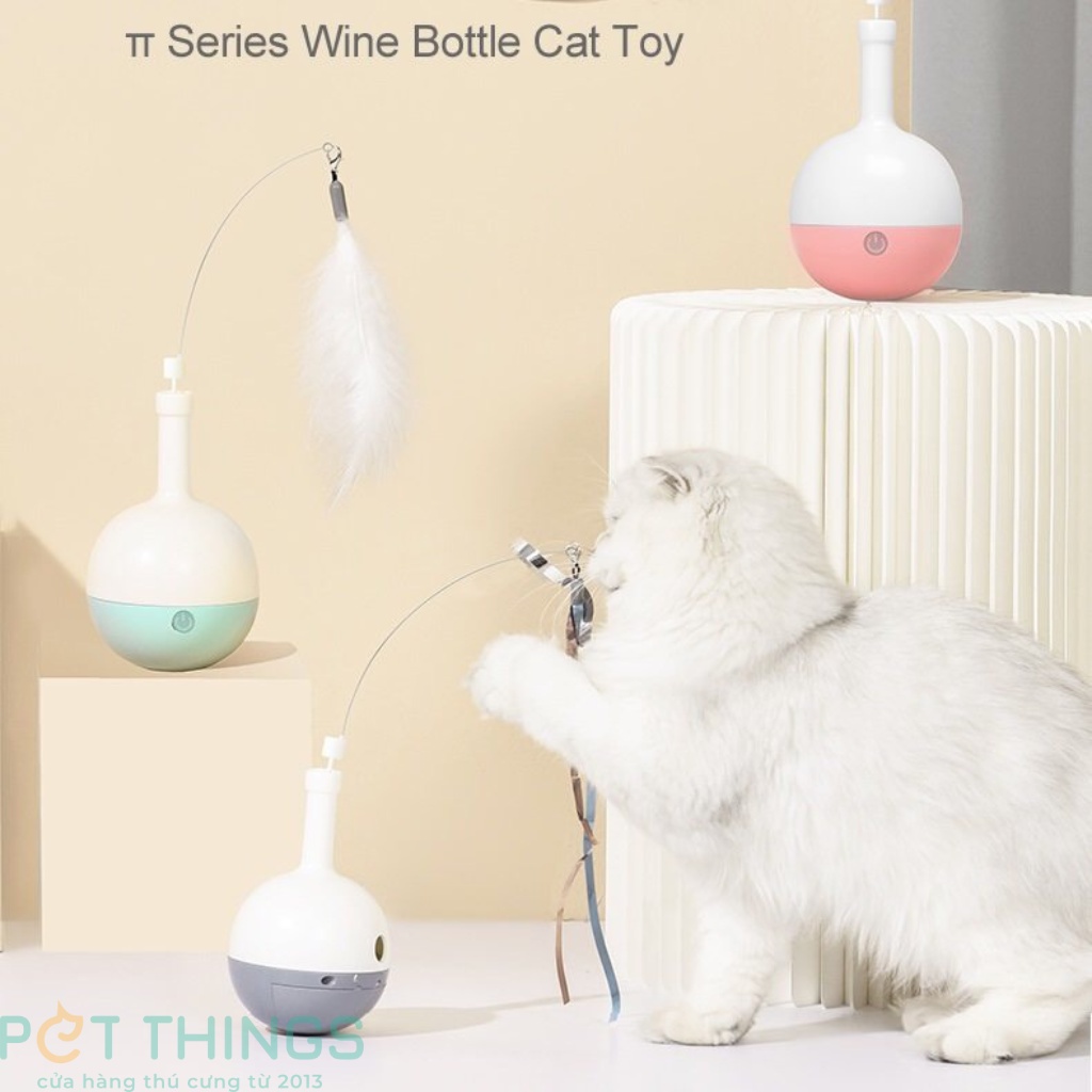 Đồ chơi cần câu mèo Top Cat tự động xoay & nhả thức ăn Pakeway chạy pin