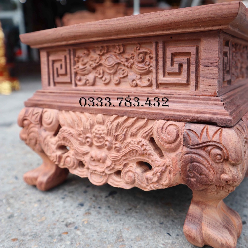 ĐÔN VUÔNG CHIỆN CHÂN RỒNG QUỲ GỖ CẨM CAO 15CM