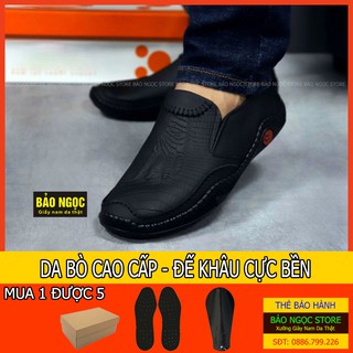 Giày lười nam DA BÒ MỀM 2 LỚP - ĐẾ KHÂU CỰC BỀN ✅ Giày rọ nam mùa hè thoáng mát  🎁 BH nổ da - bong đế 12 tháng ✅ Mã KH18