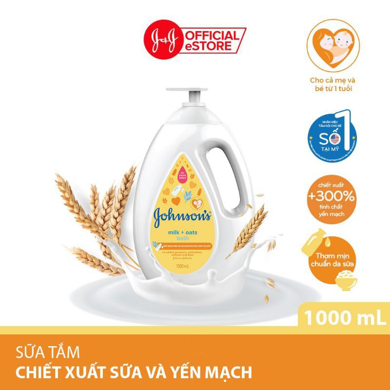 Sữa tắm Johnson Baby chiết xuất từ Sữa và Yến Mạch 1000ml