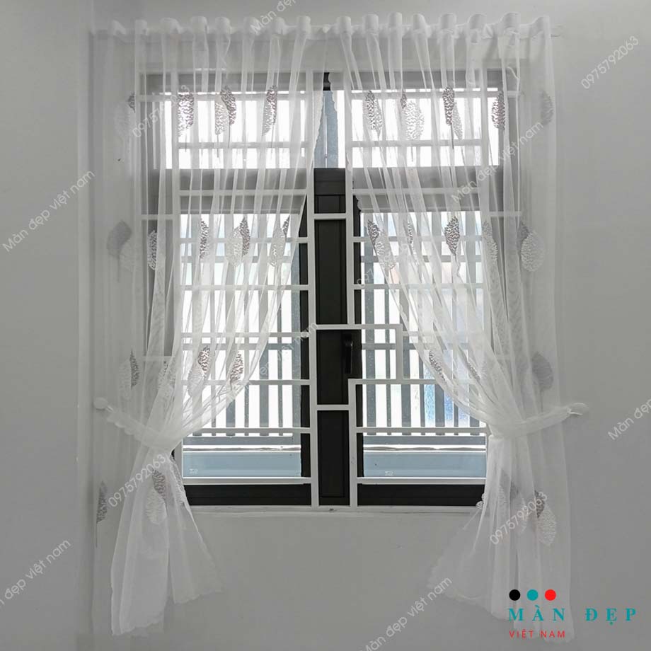 [Mã LIFEHL50K giảm 10% đơn 200K] Rèm cửa dán tường 1 lớp voan họa tiết hoa lá trang trí decor phòng rẻ đẹp