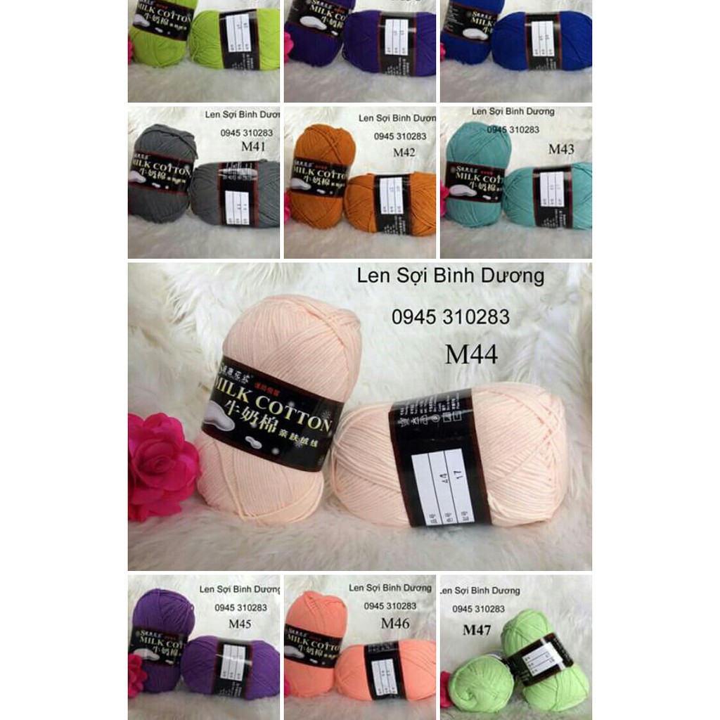 Cotton Milk 125g  Len Đan Móc Khăn, Áo, Nón