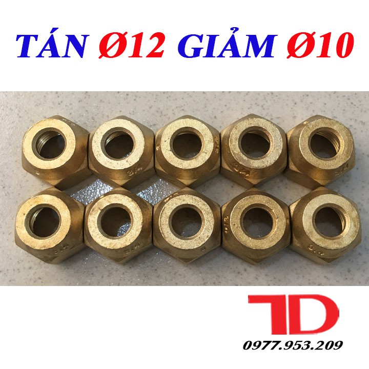 Combo 10 Tán Ống Đồng Phi 12 Giảm 10 Loại Đúc, Tiện Phi 12 giảm 10