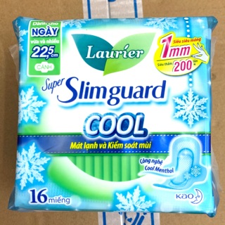Băng vệ sinh Laurier Super Slimguard Cool siêu siêu mỏng có cánh 16 miếng