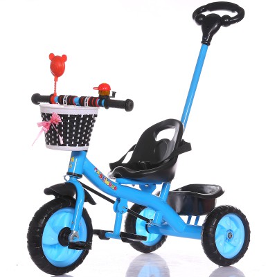 Xe đạp ba bánh trẻ em 1-3-5-2-6 xe đẩy năm tuổi nam nữ có cán xoay +đêm+ giỏ hàng