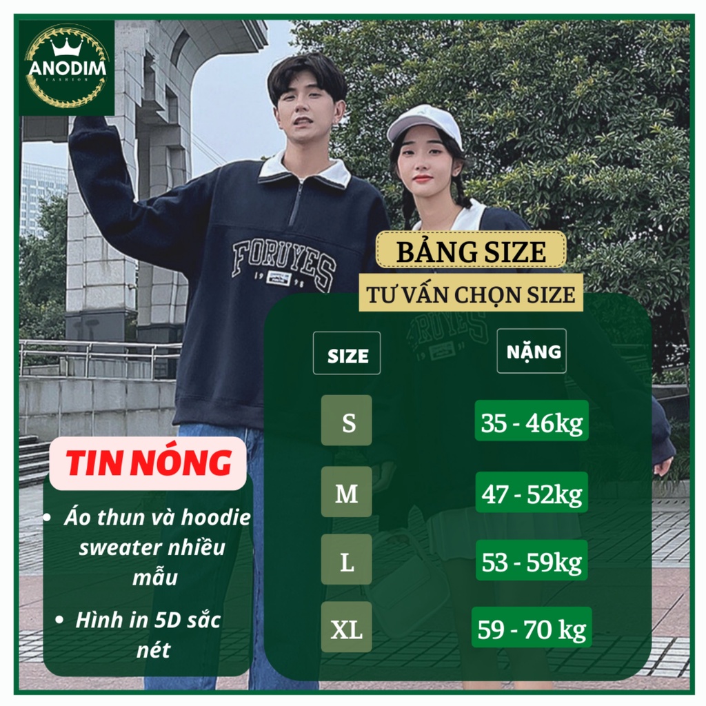 Áo cặp đôi, áo nỉ cổ bẻ đáng yêu mặc dễ thương