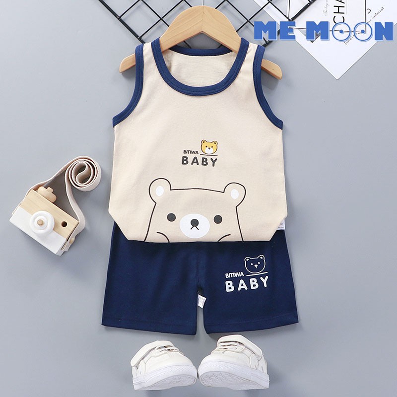 Bộ đồ quần áo trẻ em mùa hè 3 lỗ - Bé trai và gái vải cotton co giãn 4 chiều thấm hút mồ hôi bé từ 1-5 tuổi BĐON01-02