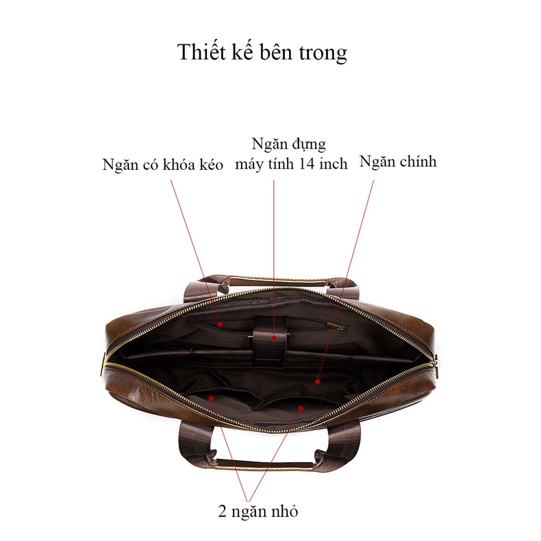 Túi xách nam da bò công sở cao cấp phong cách Châu Âu mã 2019