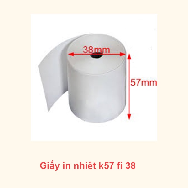 10 cuộn giấy in bill/hóa đơn tính tiền nhiệt K57 -Đường kính (Ø) 38mm