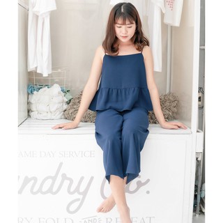 Vibes đồ bộ 2 dây quần cullotes navy doll long set