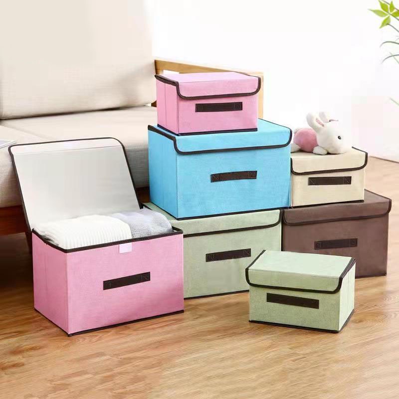 Hộp Vải Đựng Đồ COMBO 2 Hộp, Quần Áo, Đồ Lót, Ga Giường Có Thể Gấp Gọn Thùng Đựng Đồ Đa Năng Có Nắp Đậy, Quai Cầm